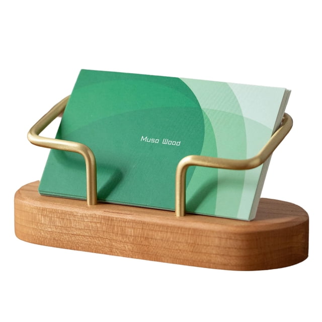Portatarjetas de escritorio de madera de cerezo y latón muso wood