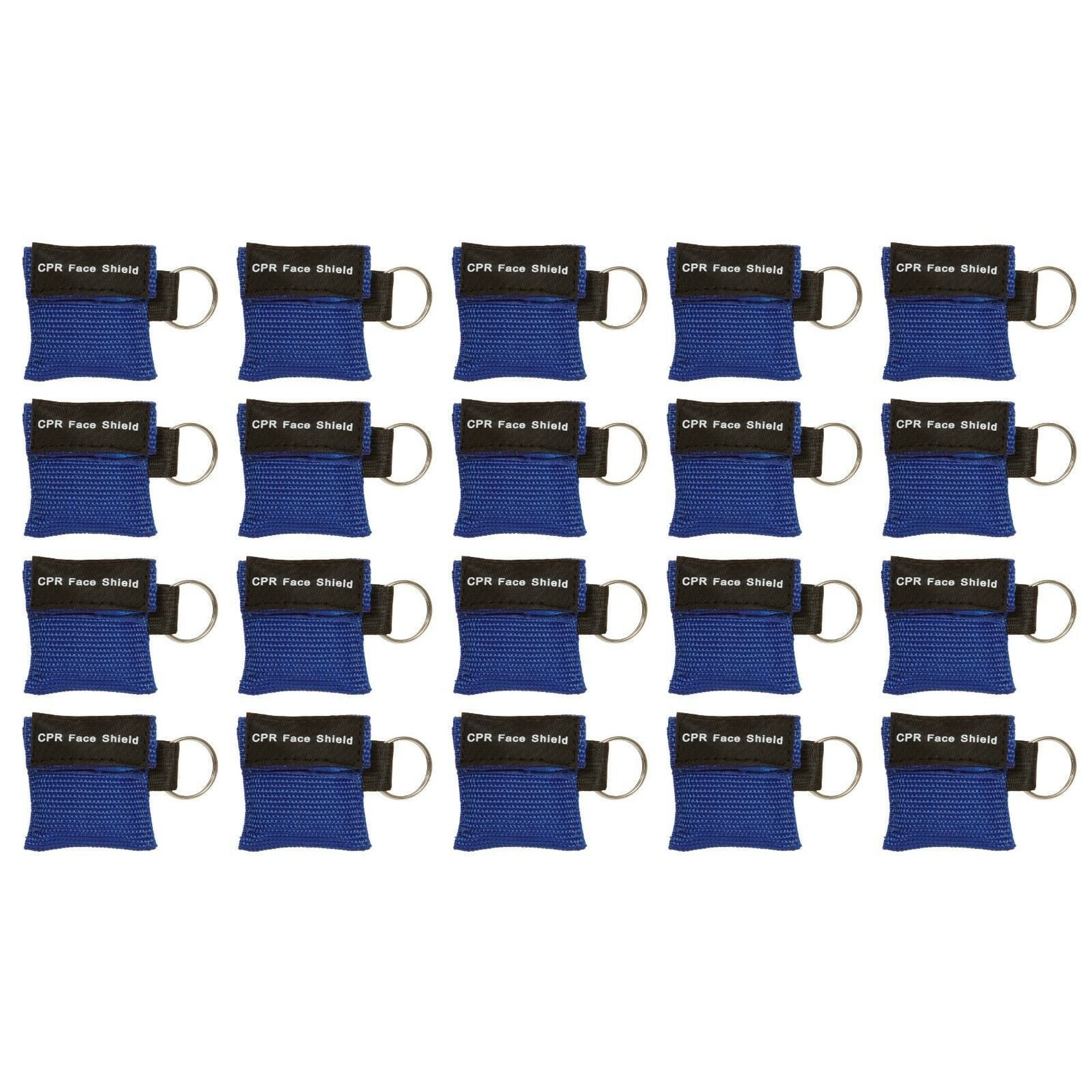 ASA Techmed 20pc CPR Mask Keychain Emergency Kit – CPR Face Shields with One‑Way Valve for First Aid & AED Training, Portable Resuscitation Barriers - Blue 1 Pack