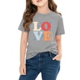 thumbnail image 4 of Girls' Valentine's Day Shirt Cute Love Heart Graphic Short Sleeve Tee Soft Cotton Top for Kids Girls 4-10 Years Gray,Size 3 T, 4 of 9