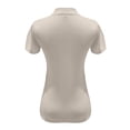 thumbnail image 5 of Women's Plus Size Solid Color Mock Neck Short Sleeve Slim Fit T Shirt, Breathable Stretchy Basic Tee for Summer Daily Layering, Soft and Comfortable Base Top Beige L, 5 of 6