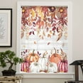 thumbnail image 4 of Thanksgiving Semi Sheer Curtains Drapes for Living Room, Bedroom, French Doors Window 108 Inches Long, Fall White Orange Pumpkin Leaves Wooden Rod Pocket Chiffon Curtain Drapery Voile Drape Panel, 4 of 6