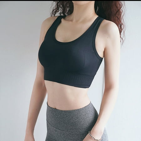 

MRULIC lingerie for women Sports Bra Elasticity Push Up Yoga Fitness Sports Bustier Without Underwire Black + S