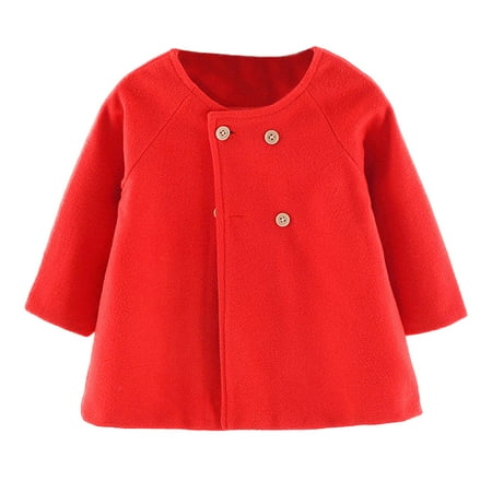 

Kids Toddler Baby Girls Boys Winter Solid Long Sleeve Button Cape Type Clothes Coat Jacket Warm Outwear For 2-3 Years