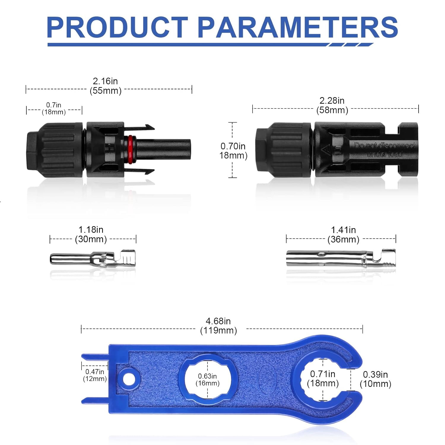 MC4 Connector;Waterproof IP67 Solar Connector;Tinned Copper PV Cable Connector;Self-Locking Plug and Play System