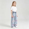 thumbnail image 2 of CAUYDY Jeans for Girls Wide Leg Tween Baggy Denim Pants Elastic Waisted Cute Print Y2k Trousers with Pockets Sizes 9-10 Years, 2 of 9