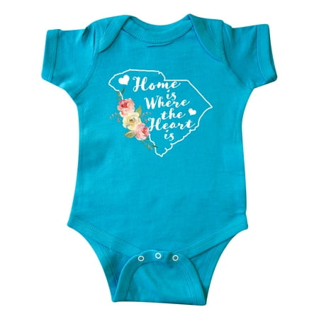 

Inktastic South Carolina Home is Where The Heart is with Watercolor Floral Gift Baby Girl Bodysuit