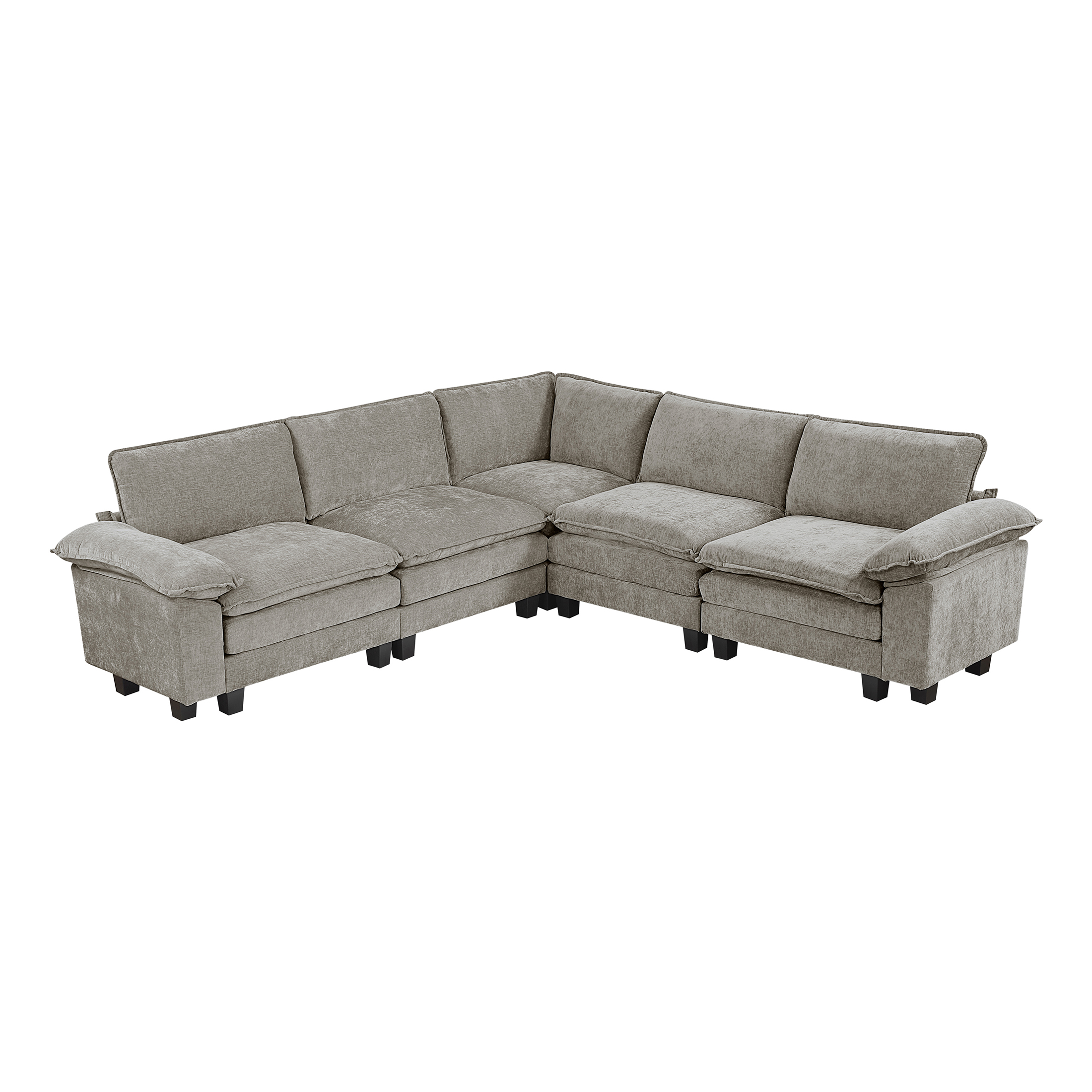 OakvillePark Corvan Chenille 5-Piece L-Shaped Modular Sectional, Dark Pewter