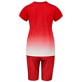 thumbnail image 4 of Innerwin Combinaisons de Survêtement Couleur Unie Femmes Jogger Ensemble Courant Manches Courtes en Vrac Deux Pièces Tenue Rouge XXL, 4 of 5
