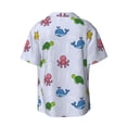 thumbnail image 2 of Vsdgher Sea Turtle Whale Print Men's Wrinkle Free Untucked Cuban Shirt Business Casual Button Down Shirts Short Sleeve Shirt, 2 of 7