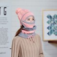 thumbnail image 7 of Clearance! Hassda Womens Winter Hat 3PCS Womens Winter Scarf Set Thickend Knitted Hat Scarf Face Cover Outdoor Winter Hats for Women Knit Hats for Women Pink 2, 7 of 7