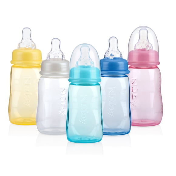 Nuby Standard Neck Tinted Feeding Nurser 1 unidad (paquete de 1) Los colores pueden variar