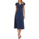 thumbnail image 2 of Vestido de lunares INSPIRE CHIC para el Día de San Valentín para mujeres, vestido midi casual de manga corta, escote en V y decoración de encaje, talla XL, azul marino, 2 of 6