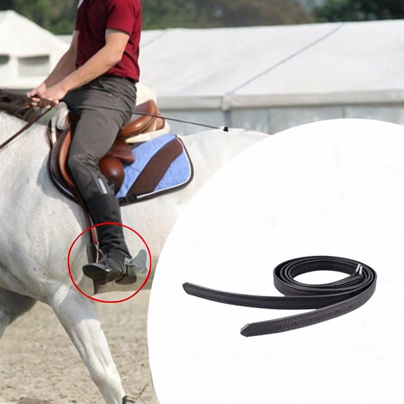 Wswqop 2Pcs English Stirrup Leathers Equestrian Gear Easy Care 1.25 M Length Adjustable Black