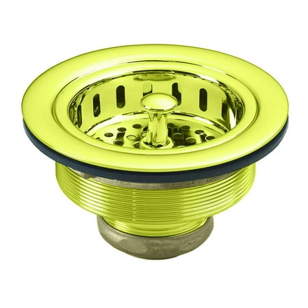 Westbrass 3-1/2" Post Style Kitchen Sink Basket Strainer, Polished Brass