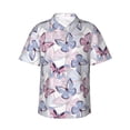 thumbnail image 1 of Balery Butterflies in Pastel Camisas hawaianas de manga corta para hombre, camisas playeras de corte holgado, camisas de vacaciones con botones,Large, 1 of 7