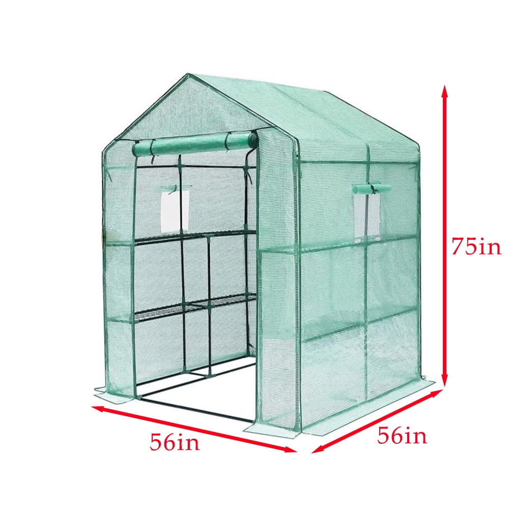 Garden Winds Custom Fit Replacement Cover Compatible with The Greengro 56" x 56" Portable Walk In Instant Pop Up Greenhouse Zipper Entry Door Mesh Side Windows - PE Fabric - Green