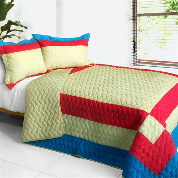 QTS01122-23 Snow Queen - 3 Pieces Patchwork Quilt Set  Full &amp; Queen Size - Red