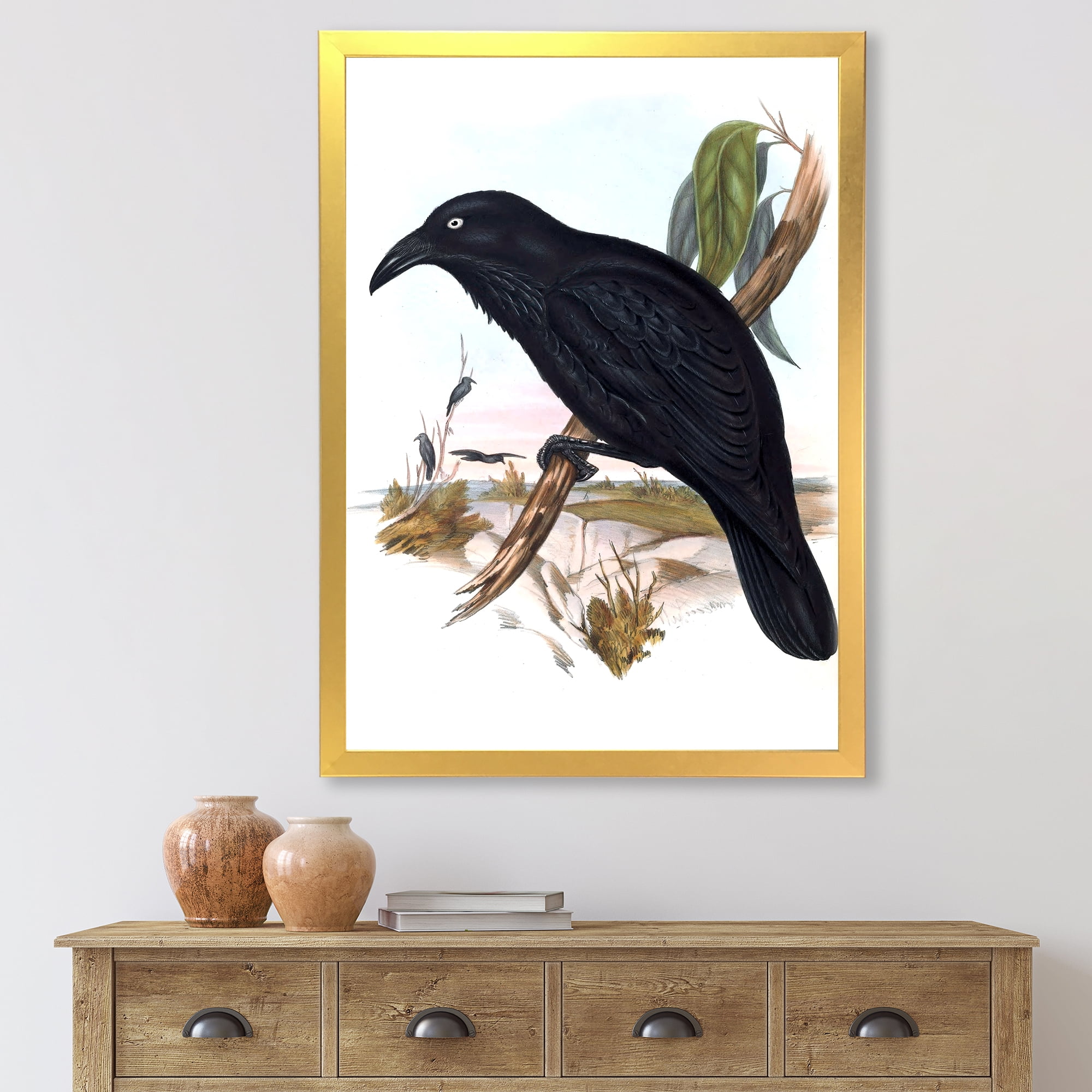 Designart 'Ancient Australian Birds VI' Traditional Framed Art Print