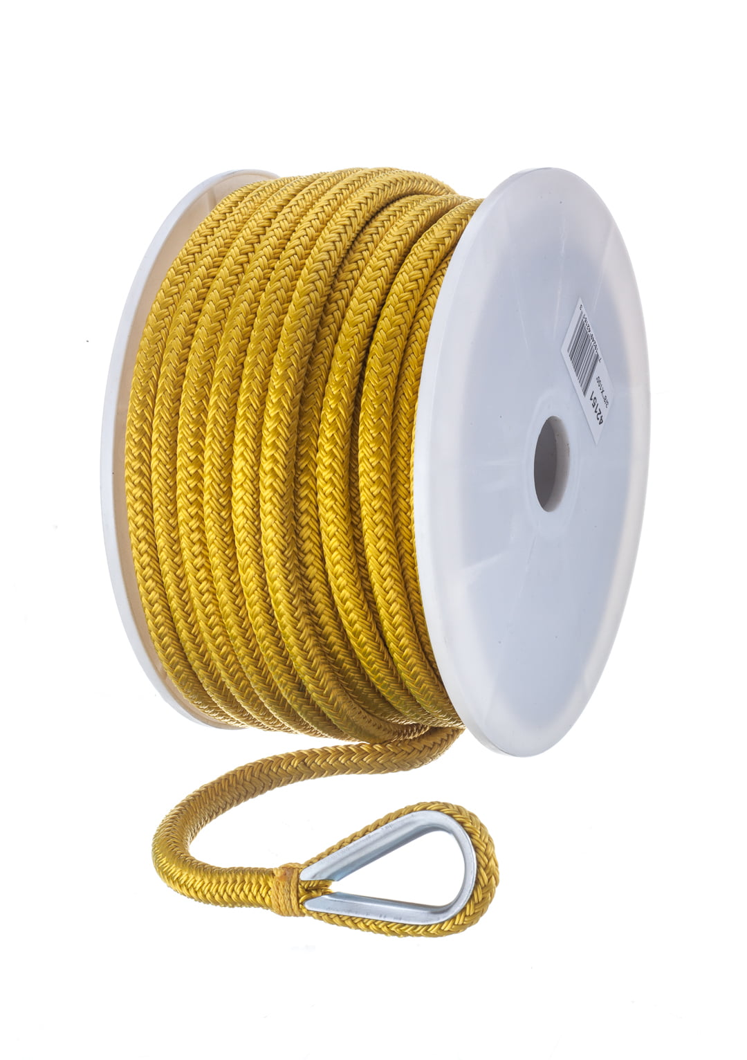 ANCHOR ROPE DOCK LINE 3/8" X 100' BRAIDED 100% NYLON YELLOW MADE IN USA