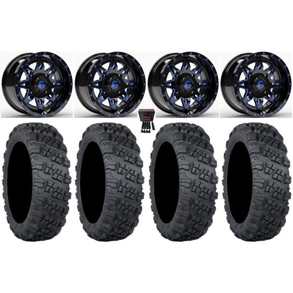 Fuel Lethal 14" Wheels Blue 32" Versa Cross V3 Tires Polaris RZR XP 1000 / PRO XP / Ranger XP 900/1000