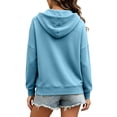 thumbnail image 5 of Hoodies for Women Oversized Quarter Zip V-Neck Fall Top Casual Long Sleeve Atheltic Workout Drawstring Hooded Pullover Sweatshirt, 5 of 6