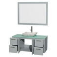 thumbnail image 2 of Wyndham WCR410048SDGGGGS3M46 Wall-Mounted Vanity Set with Green Glass Countertop, 2 of 2