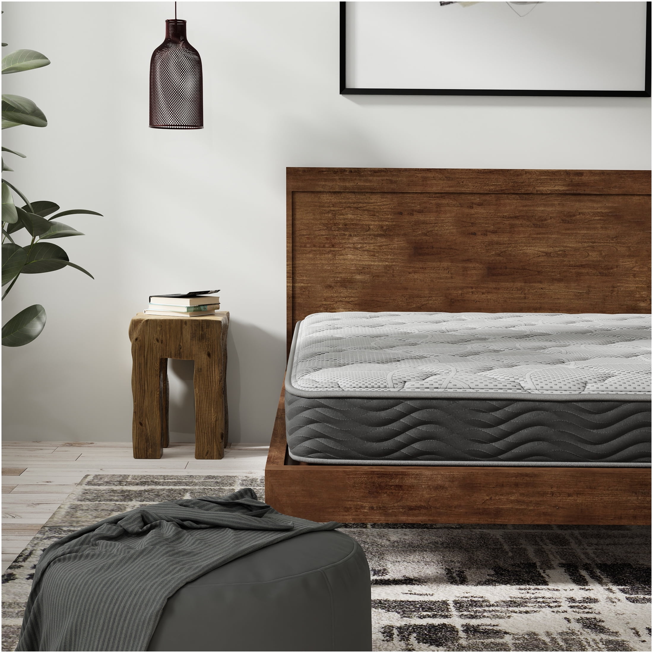 JERFIT 8 Inch Firm Twin Hybrid Mattress, CertiPUR-US Certified, Gel Infused Cooling Foam Pocketed Coils for Support, Motion Isolation, Edge Support, Black+Gray