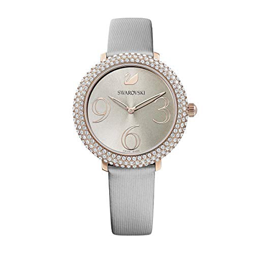 Swarovski Crystal Frost Watch - Leather Strap - Gray - Rose-gold Tone PVD -  5484067