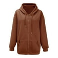 thumbnail image 7 of 2025 Plus Size Coat,Women's Fall Jacket Oversized Pocket Sweatshirt Casual Drawstring Clothing Zipper Track Jacket Solid Color Long Sleeve Hooded Top, 7 of 7