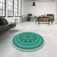 thumbnail image 4 of Ahgly Company Machine Washable Indoor Rectangle Transitional Turquoise Green Area Rugs, 5' x 8', 4 of 7