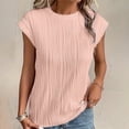 thumbnail image 5 of Yubnlvae Women's T-Shirt Short Sleeve Textured Crewneck Knit Loose Casual Basic Tee - Hot Pink/Blue/Navy/Black/White/Red/Green/Beige/Rose Gold - S/M/L/XL/XXL (Rose Gold | S), 5 of 9