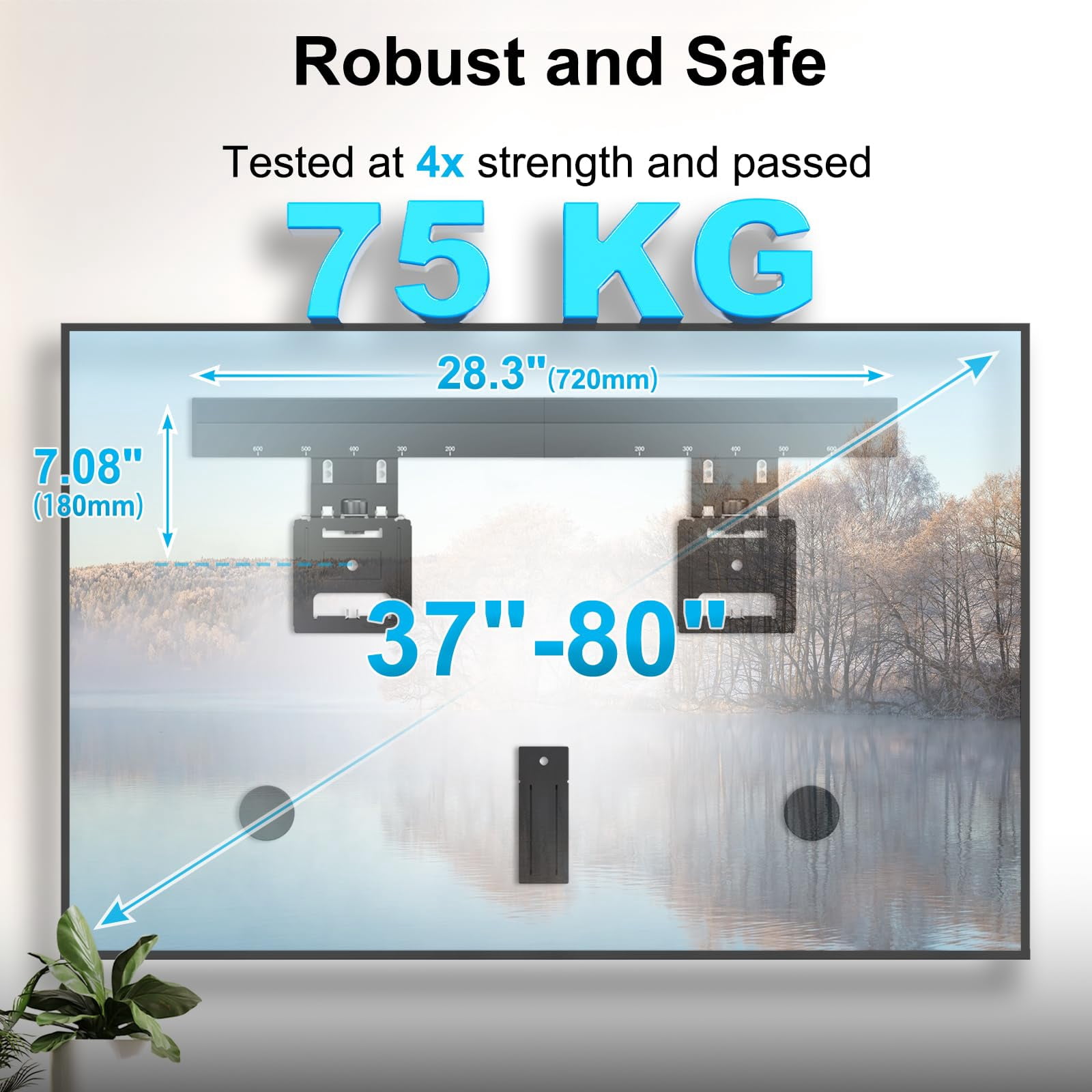 PUTORSEN Ultra Slim TV Wall Mount for 37 to 80 inch Flat TV & Frame TV, Max 165 lbs, 0.37'' Low Profile TV Wall Mount, VESA 200 x 200-600 x 400 mm