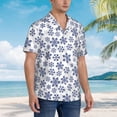 thumbnail image 3 of Yiaed Dark Blue Snowflakes Print Hawaiian Shirt for Men Short Sleeve Button Down Shirts Beach Shirts for Men,X-Large, 3 of 7