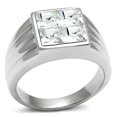 thumbnail image 1 of Men High Polished Stainless Steel Ring with Top Grade Crystal in Clear - Size 13, 1 of 1