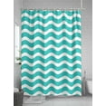 thumbnail image 5 of Geometric Striped Pattern Shower Curtain, Turquoise White Wave Pattern Bathroom Decor Curtains Set with Hooks, Waterproof Fabric Home Accessories， Stall 36 X 78 Inch, 5 of 6