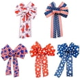 thumbnail image 1 of Jour de l'Indépendance Décor Grande Couronne Patriotique Étoiles Bleues Rouges Rayures Arc de Chignon, 1 of 5