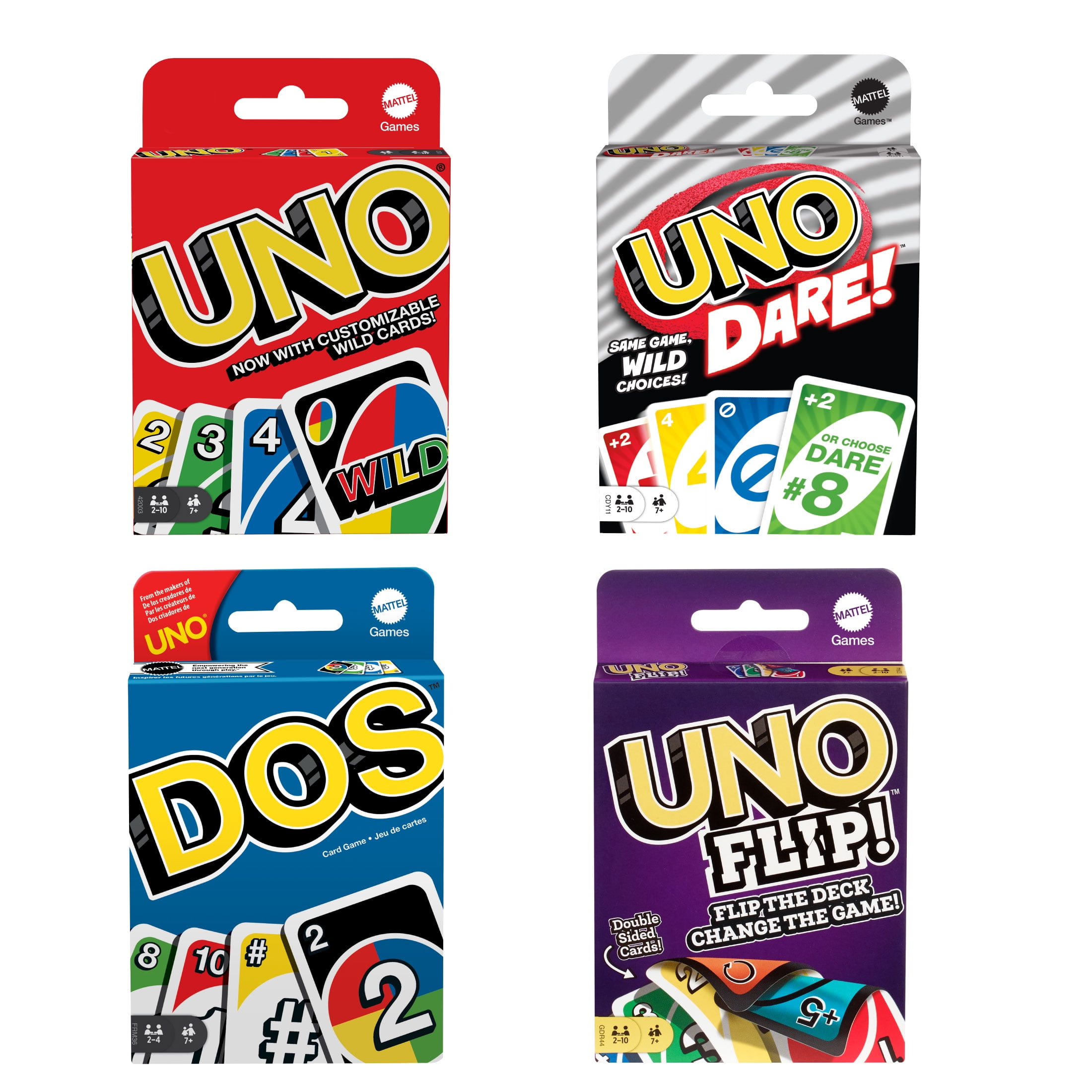 Mattel UNO Card Game Bundle Flip Family Fun Game Dos & Uno Origina Multi color 