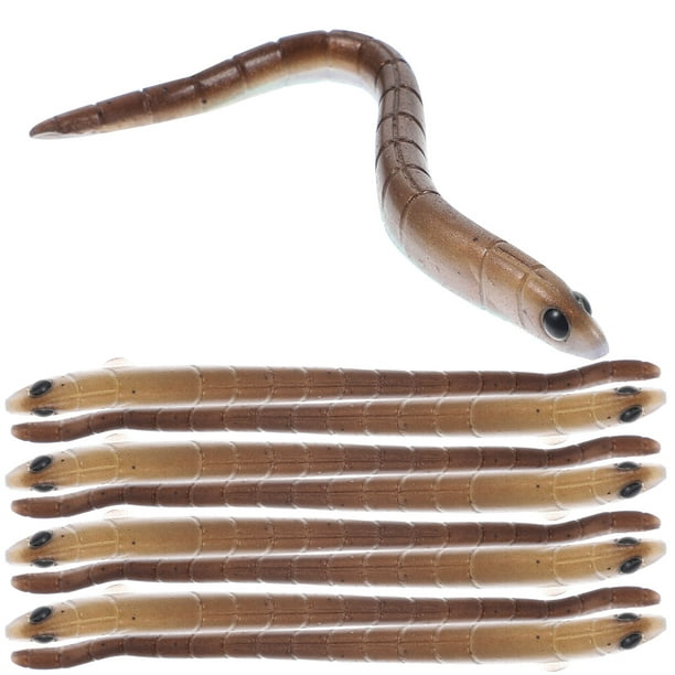 1 bolsa de 10 señuelos de pesca realistas de lombrices de tierra, cebos de simulación de gusanos.