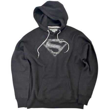 Smallville S Shield Unisex Adult Slim Fit Pull-Over Heather Hoodie, Charcoal, Small