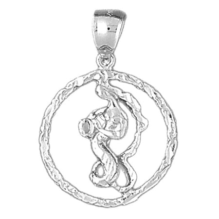 18K White Gold Zodiac - Aquarius Pendant - 31 mm