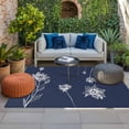 thumbnail image 2 of Navy Blue White Floral Outdoor Rug for Patio/Deck/Porch, Non-Slip Large Area Rug 3 x 5 Ft, Abstract Art Summer Botanical Indoor Outdoor Rugs Washable Area Rugs, Reversible Camping Rug Carpet Runner, 2 of 8