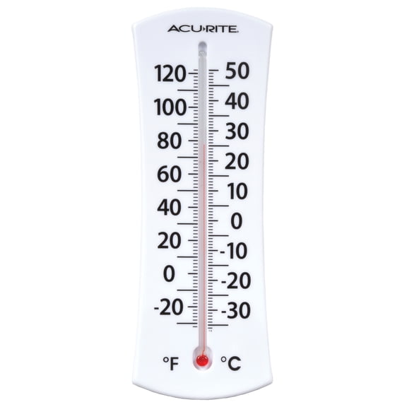 AcuRite 8" Analog Thermometer with Easy to Read Numbers; 8"x2"x0.62", Not Battery Powered; Plastic