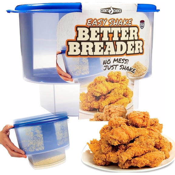 The Original Better Breader Bowl All-in-One Mess-Free Batter Breading Station- Pour in Seasonings Add Meat Fish or Veggies & Shake for Perfect Coating- Great as Gifts for Cooks & Chefs