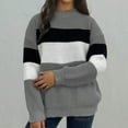thumbnail image 5 of Sinpiling Plus Size Sweaters for Women S-4X Casual Long Sleeve Crewneck Pullover Knitted Tops Ladies Trendy Color Block Comfort Sweater, 5 of 5
