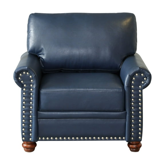 Xukmct Faux Leather Accent Chair with Wood Frame, Perfect for Living Room, Office, Navy Blue