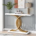 thumbnail image 2 of Tribesigns Modern 39" Console/Accent Table with Geometric Metal Legs, Gold Entryway Table, Faux Marble Narrow Wood Sofa,Foyer Table for Entrance, Living Room, 2 of 7