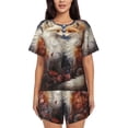 thumbnail image 1 of Balery Romantic Flower Fox Couple Conjunto de Pijama para Mujer con Estampado, Dos Piezas de Manga Corta y Shorts, Ropa de Dormir Suave con Cuello Redondo y Bolsillos-Medium, 1 of 6