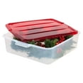 thumbnail image 2 of IRIS USA 33qt 3Pack Holiday 20" Wreath Storage Container Box with Lid, Clear/Red, 2 of 2