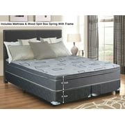 WAYTON, 10? Medium Plush Innerspring Eurotop Mattress and Split Wood Box Spring With Frame, No Assembly Required, 75" x 44" (Not Standard Size)