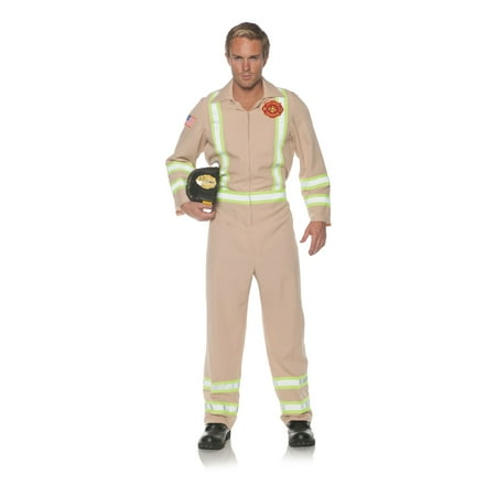 Tan Frontline Mens Adult Fire Fighter Rescue Team Halloween